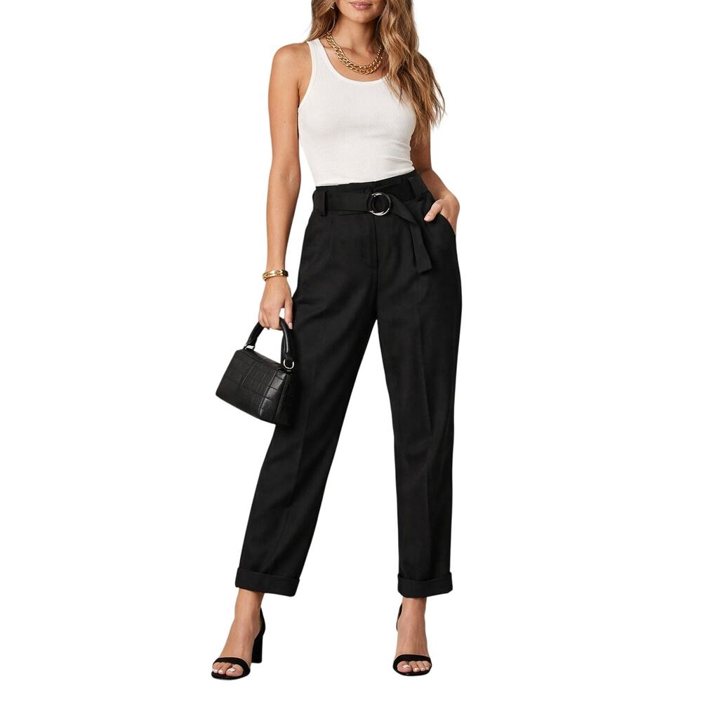 NWT Vila Black Wide Leg Belt Trouser, size 10